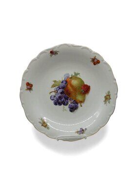 Vintage Schumann Bavaria Germany Fruit Plate Gold Trim Decorative Platter 12"